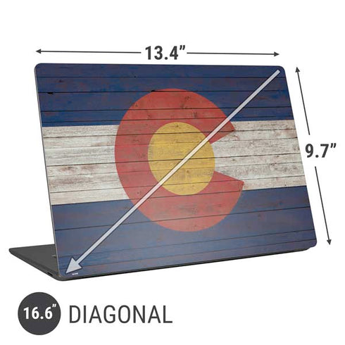 Colorado Flag Dark Wood Universal Laptop 16.6in (13.4 x 9.7in) Skin